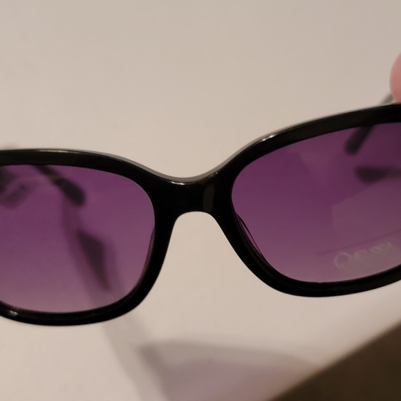 Chelsea Morgan Black Sunglasses with Purple Lenses. main image 5